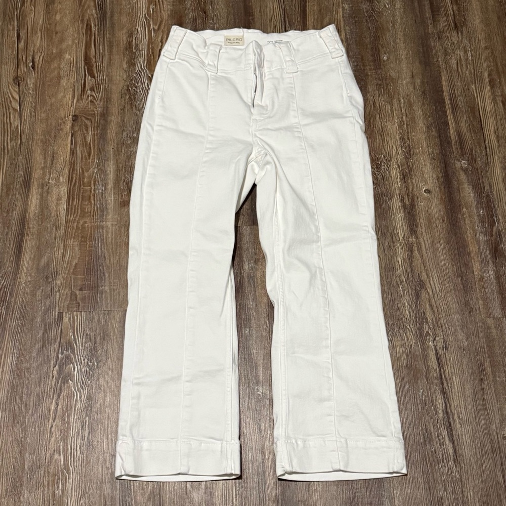 Pilcro White Cropped Straight-Leg Jeans
